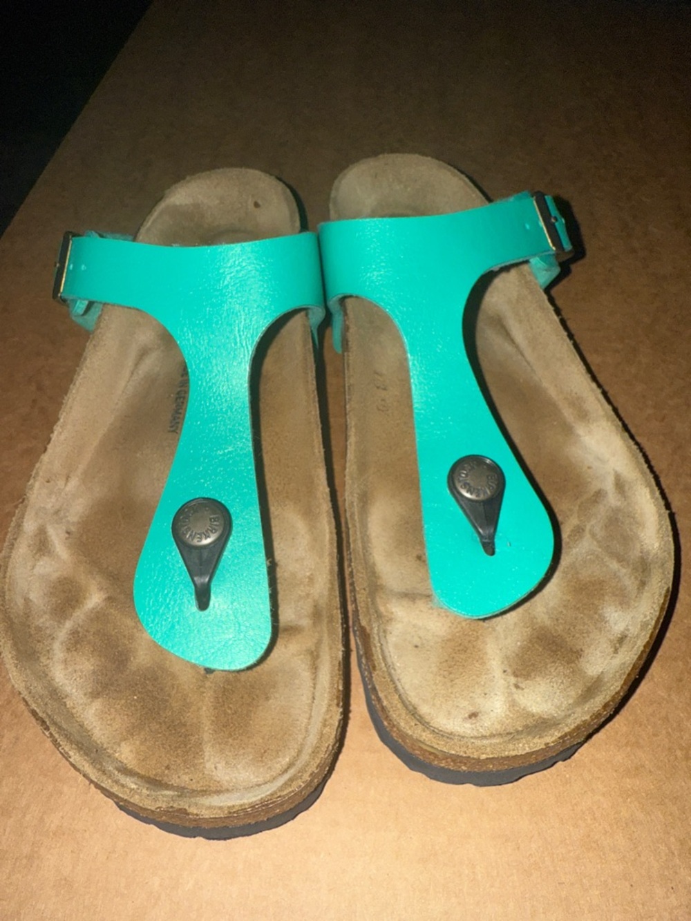 Birkenstock Turquoise Gizeh Birko-Flor Graceful Teal NWOB EUR Size 39 US 8